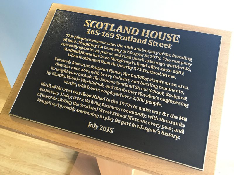 Scotland House Plaque