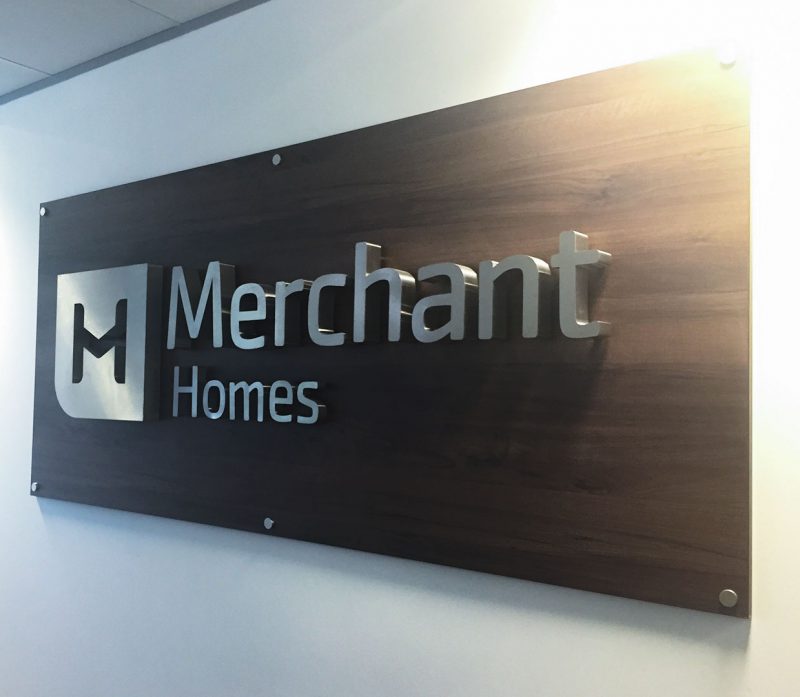 Merchant Homes Stainless Steel Letters onto Walnut Backing Board
