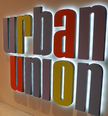 Urban Union Laminated 3D Sign Lettering with LED Halo Glow