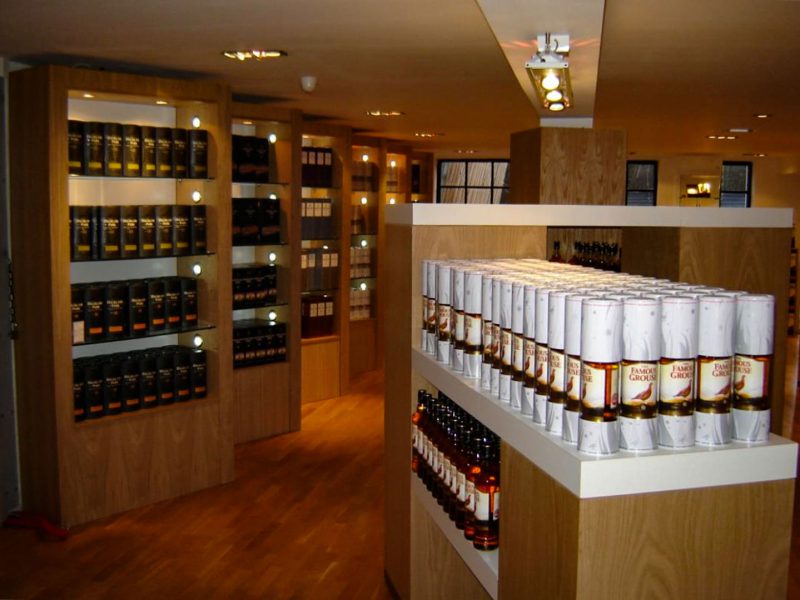 Whisky Display Cabinets in Visitor Centre Shop