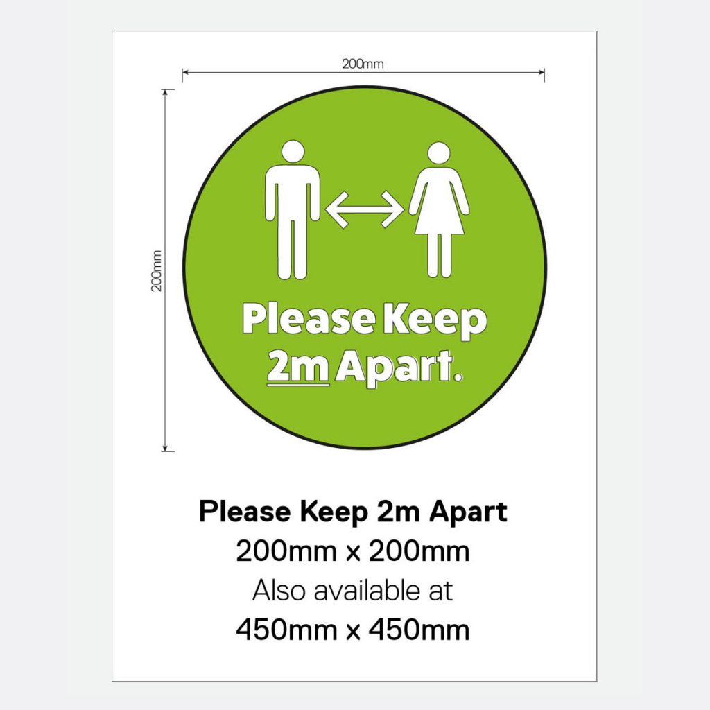 ‘Please Keep 2m Apart’ Vinyl Wall Sign