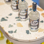 Terrazzo-patterned solid surface counter-top incorporated into Edinburgh Gin retail display
